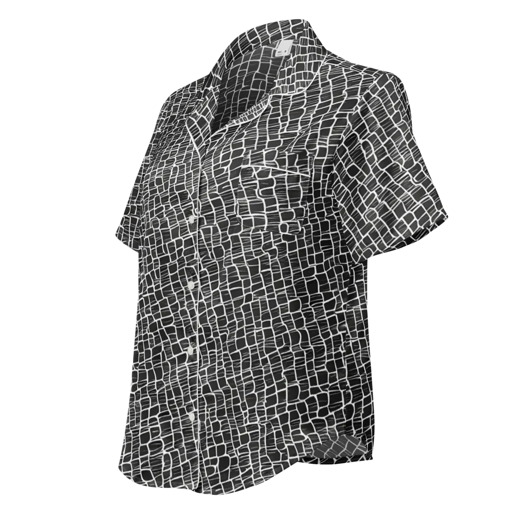 Ivory Grid on Women's Short Sleeve Pajama Top — Left Front