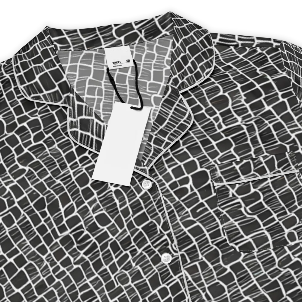 Ivory Grid on Women's Short Sleeve Pajama Top — Product details