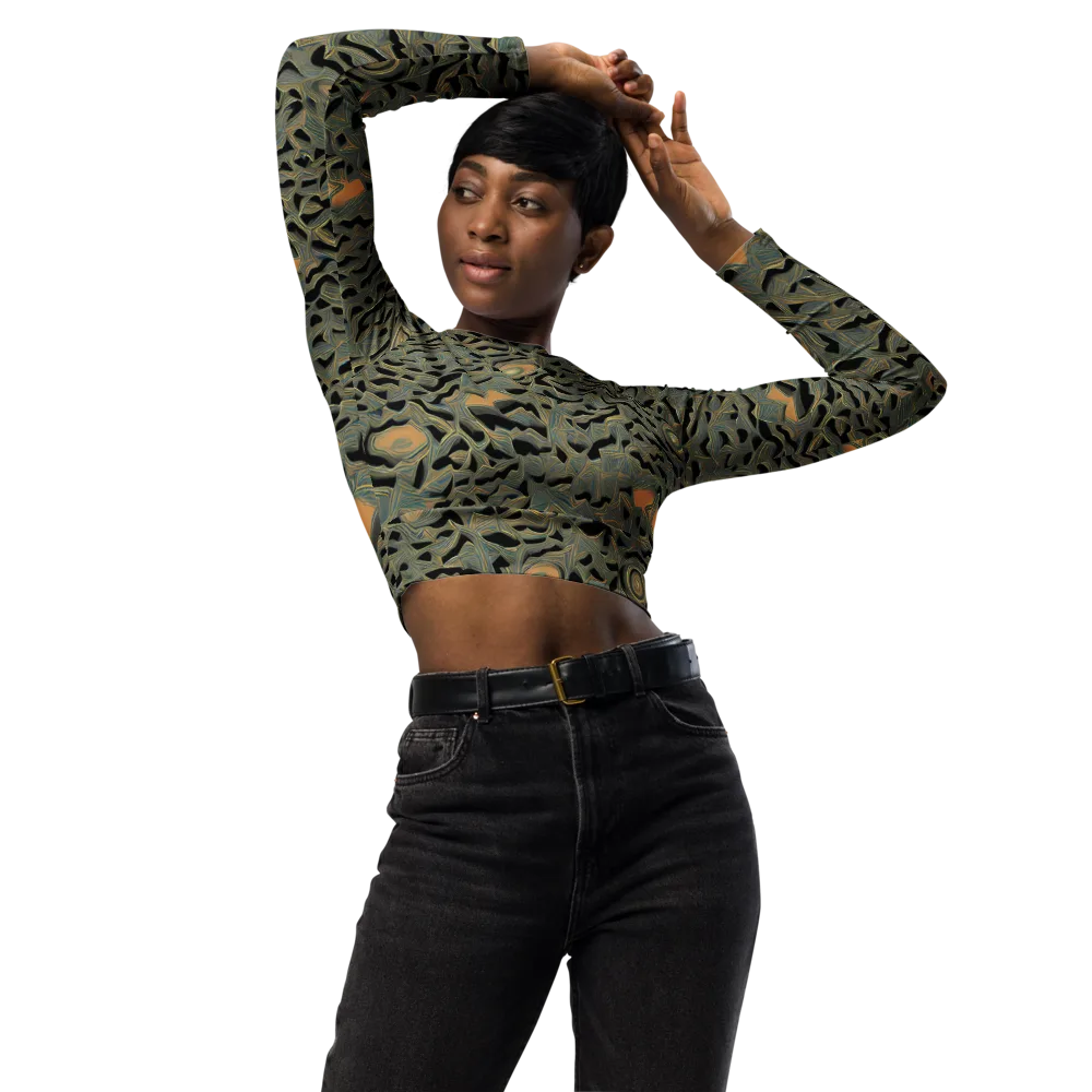Mineral Night on Long Sleeve Crop Top — Front