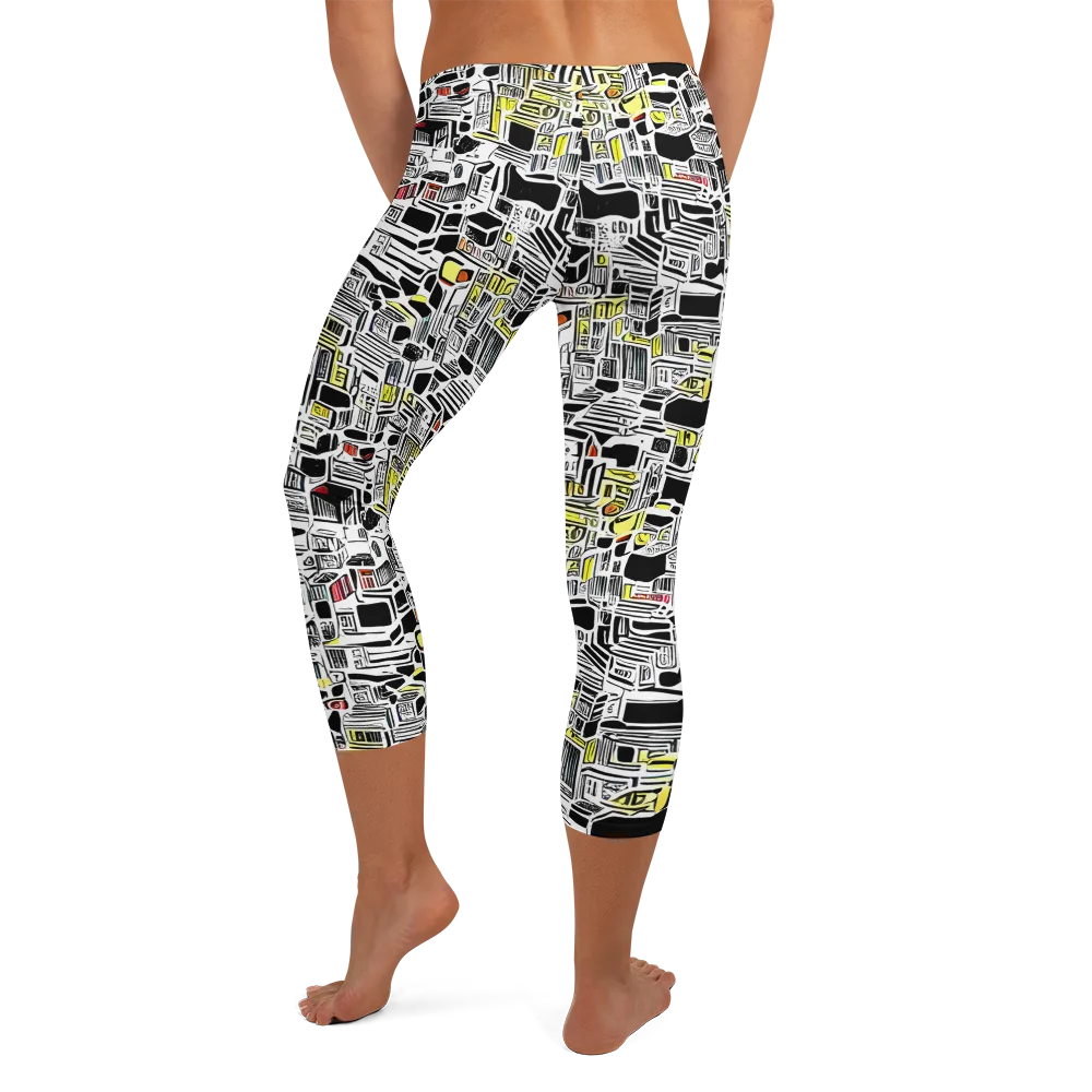 Monochrome Motion on Capri Leggings — Back