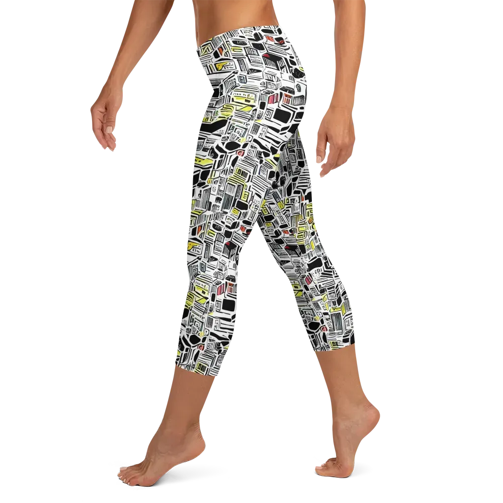 Monochrome Motion on Capri Leggings — Left