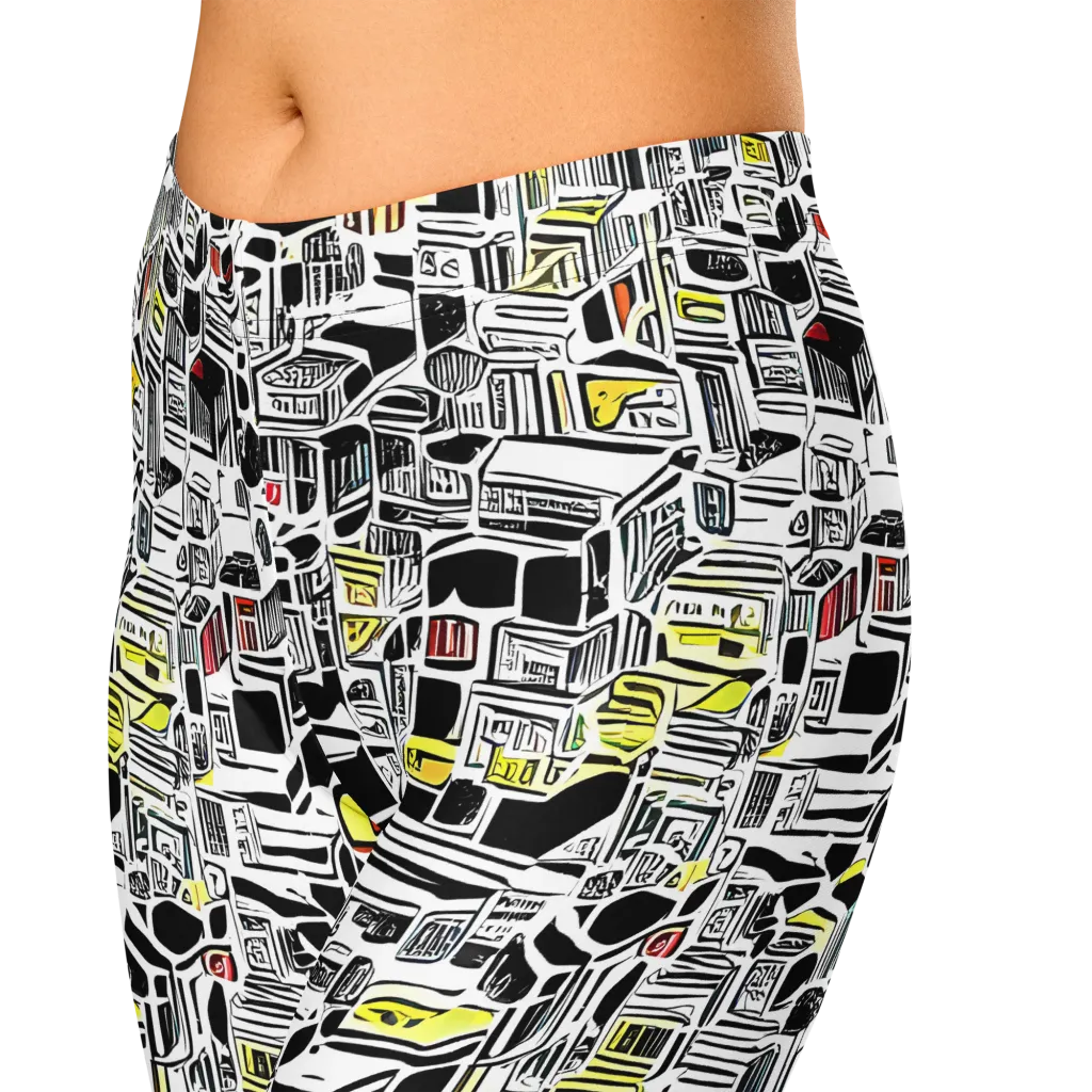 Monochrome Motion on Capri Leggings — Zoomed-in