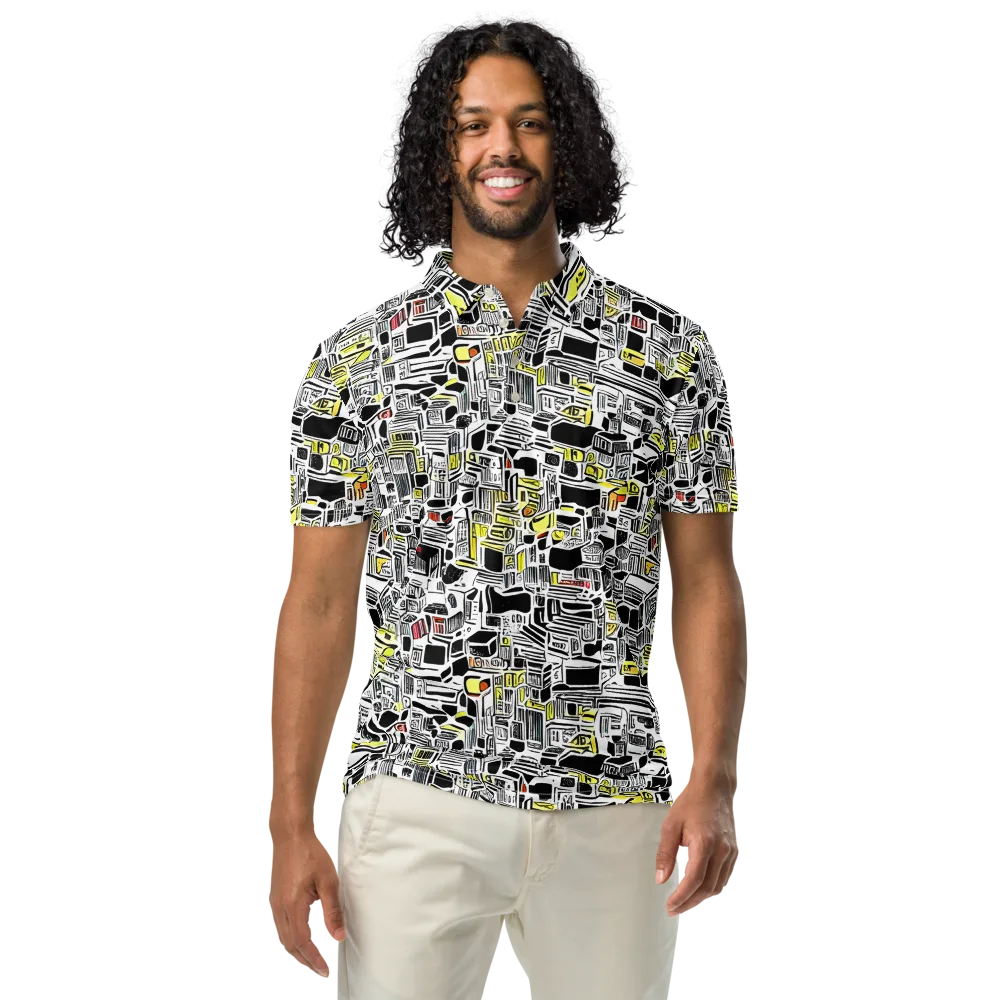 Monochrome Motion on Men's Slim Fit Polo Shirt — Front
