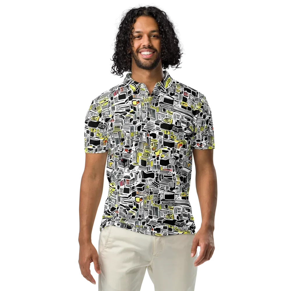 Monochrome Motion on Men's Slim Fit Polo Shirt — Front