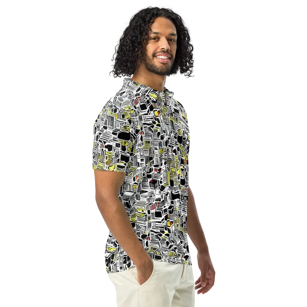 Monochrome Motion on Men's Slim Fit Polo Shirt — Right Front
