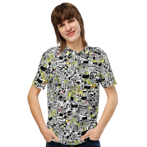 Monochrome Motion on a Men's Slim Fit Polo Shirt