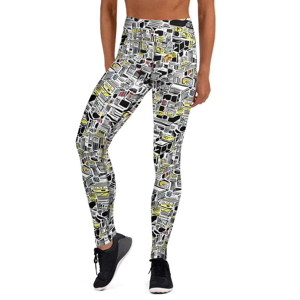 Monochrome Motion on Yoga Leggings — Front