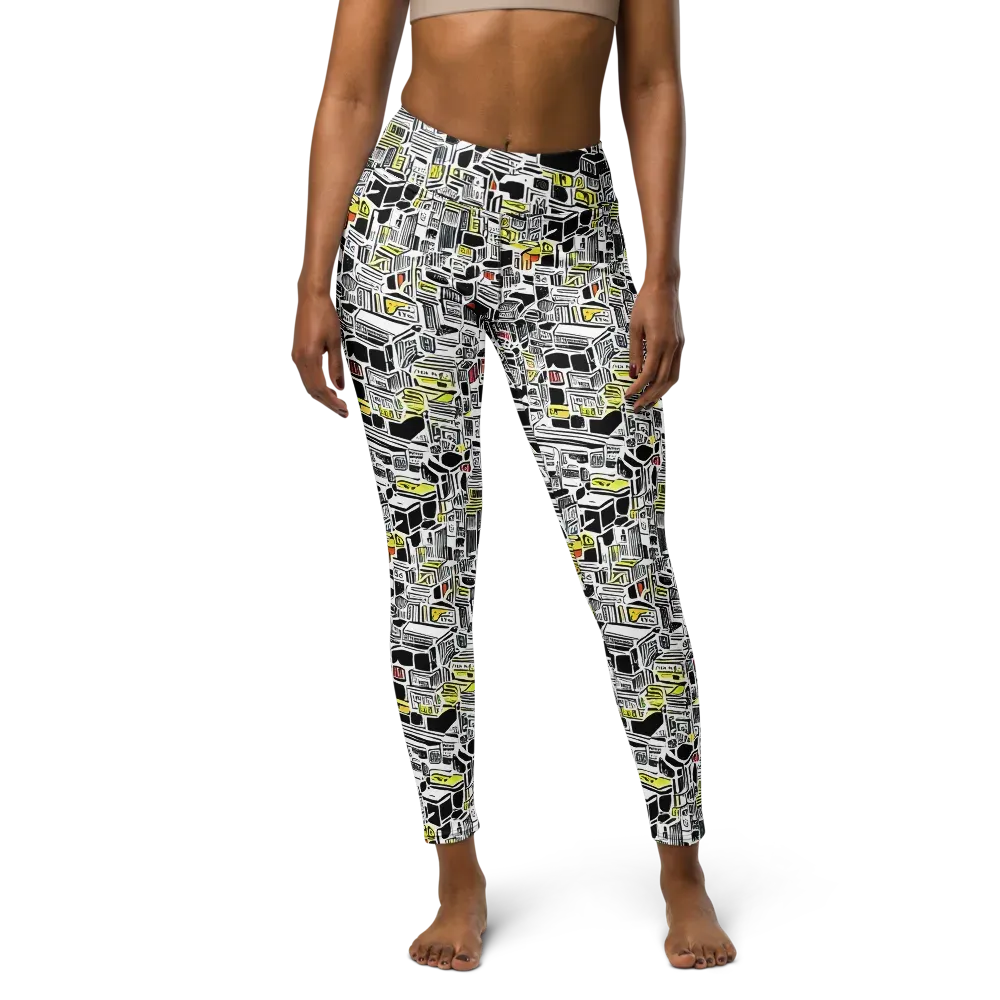 Monochrome Motion on Yoga Leggings — Front
