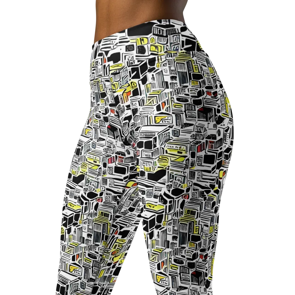 Monochrome Motion on Yoga Leggings — Left Front