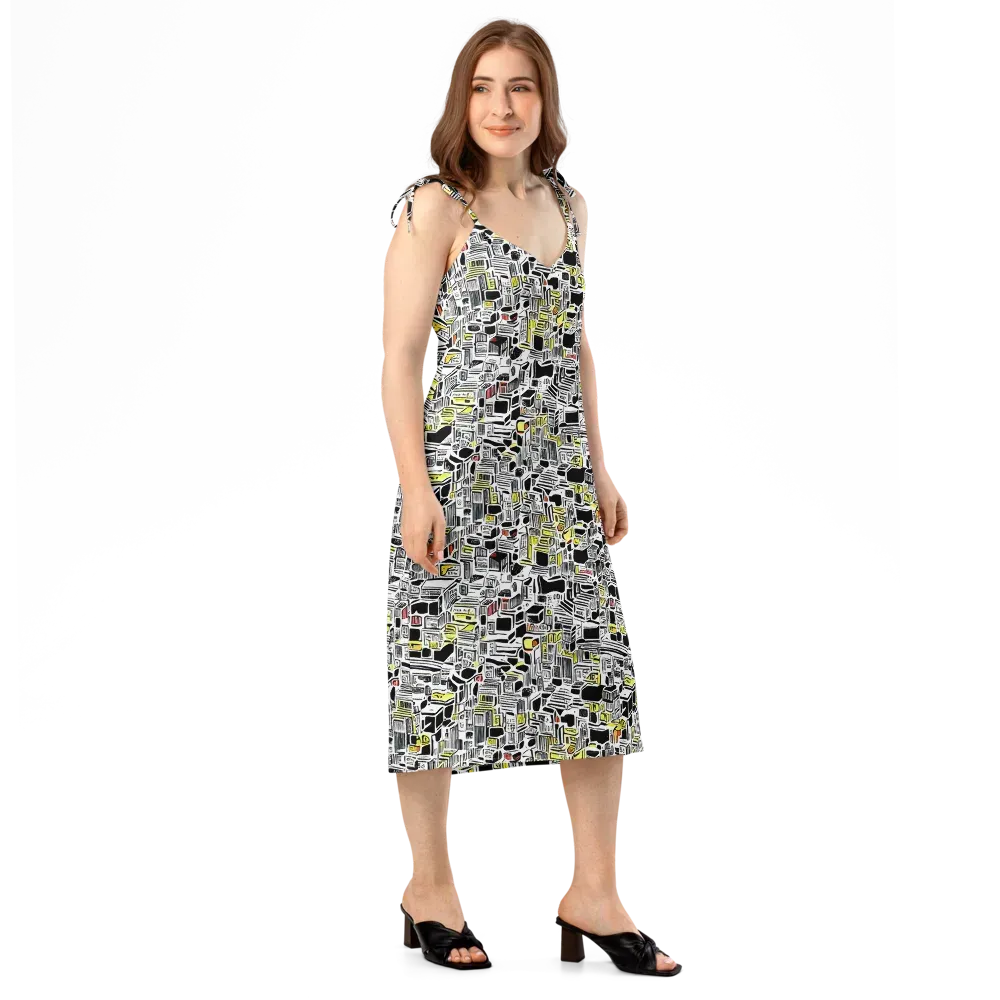 Monochrome Motion on Slip Dress — Right Front