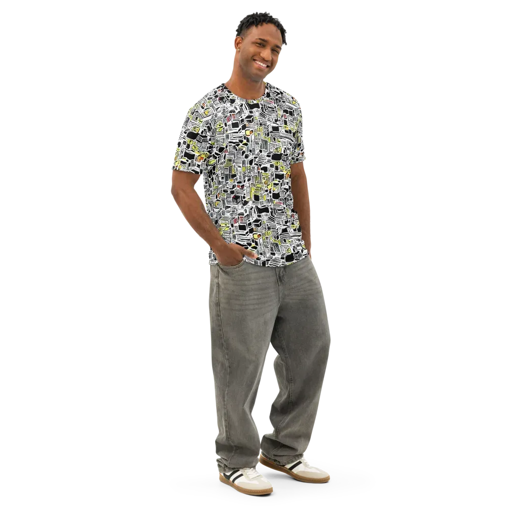 Monochrome Motion on Men's Cotton Crew Neck T-Shirt — Right Front