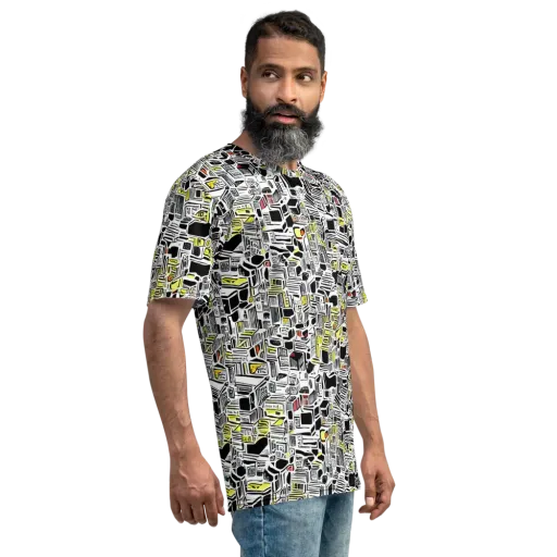 Monochrome Motion on a Men's Crew Neck T-Shirt