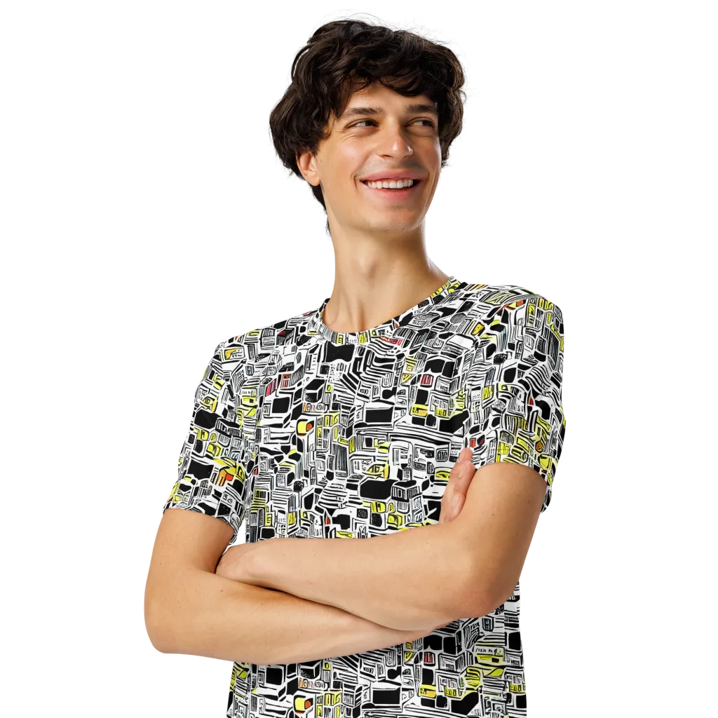 Monochrome Motion on Men's Crew Neck T-Shirt — Left Front