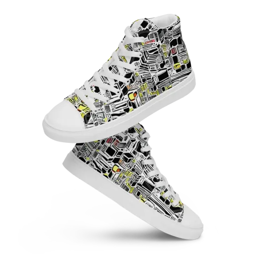 Monochrome Motion on a Men's High Top Canvas Shoes