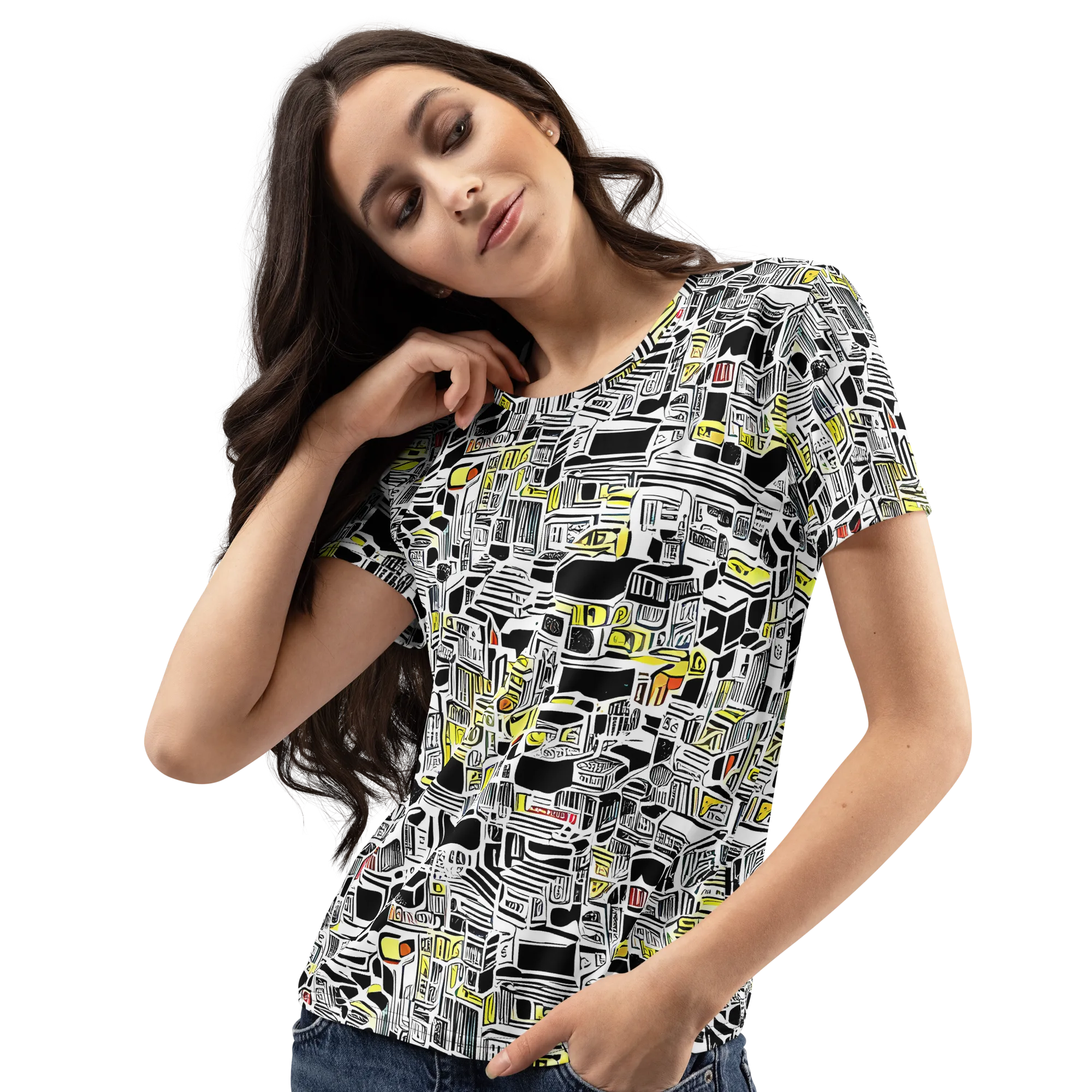 Monochrome Motion on Women's Crew Neck T-Shirt — Left Front
