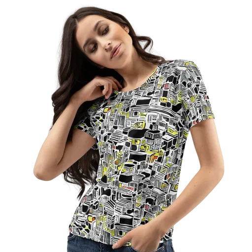 Monochrome Motion on a Women's Crew Neck T-Shirt