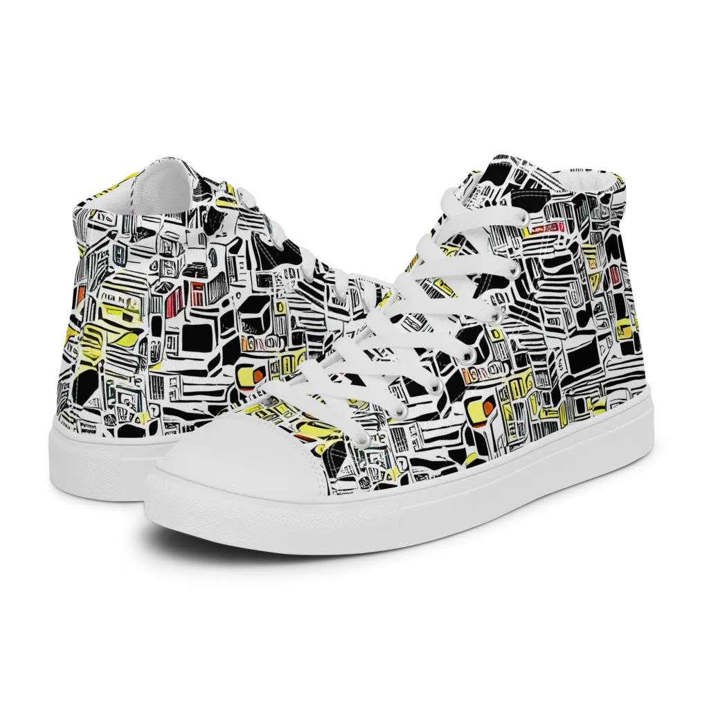 Monochrome Motion on Women's High Top Canvas Shoes — Left