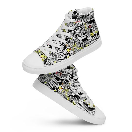 Monochrome Motion on a Women's High Top Canvas Shoes