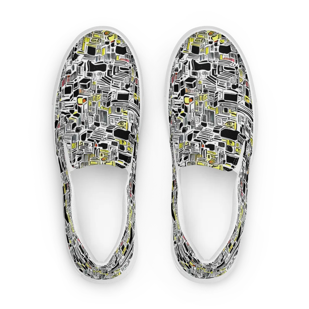 Monochrome Motion on Men's Slip-On Canvas Shoes — Front