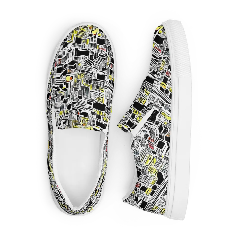Monochrome Motion on Men's Slip-On Canvas Shoes — Front