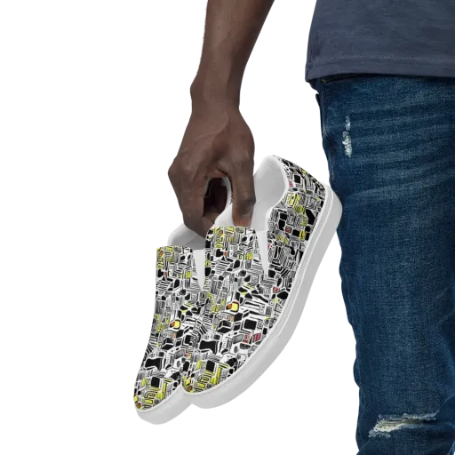 Monochrome Motion on a Men's Slip-On Canvas Shoes