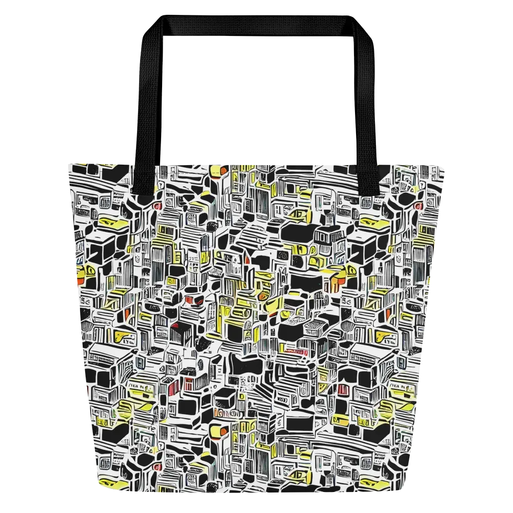 Monochrome Motion on Large Tote Bag W/ Pocket — Front