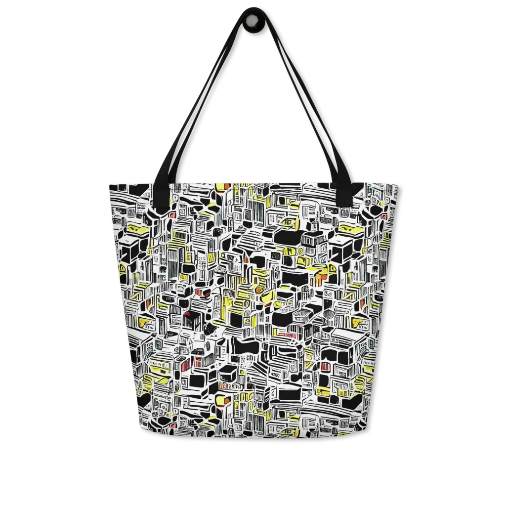 Monochrome Motion on Large Tote Bag W/ Pocket — Front