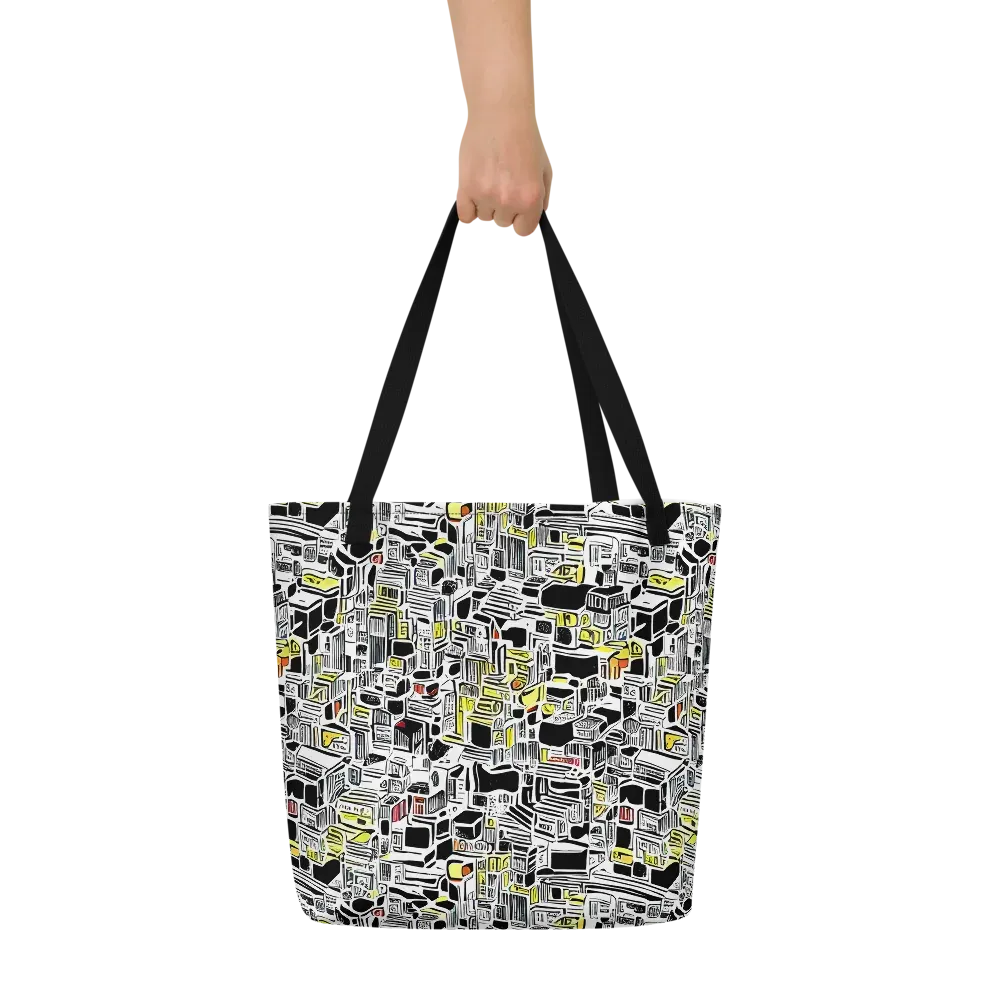 Monochrome Motion on Large Tote Bag W/ Pocket — Front