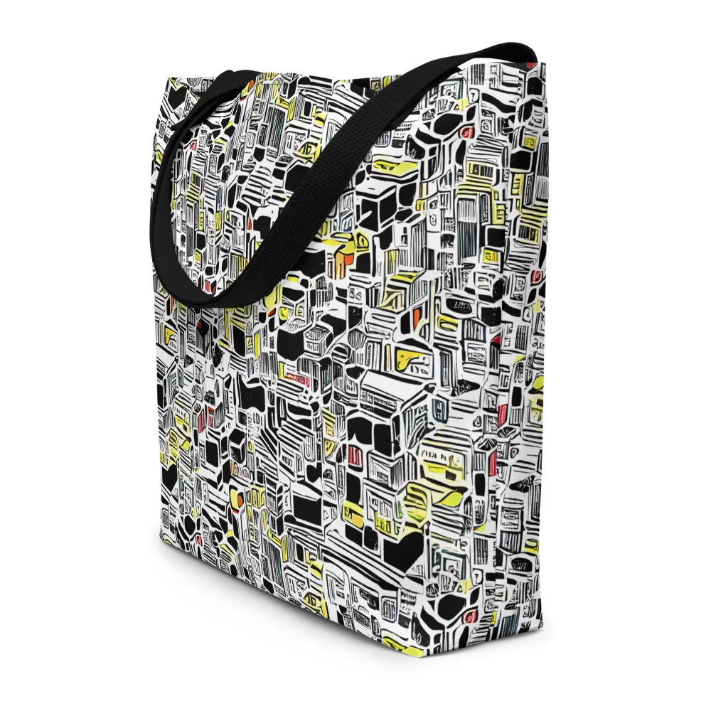 Monochrome Motion on Large Tote Bag W/ Pocket — Front