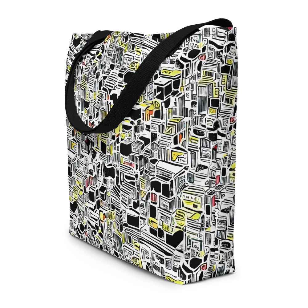 Monochrome Motion on Large Tote Bag W/ Pocket — Front