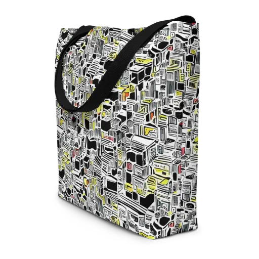 Monochrome Motion on a Large Tote Bag W/ Pocket