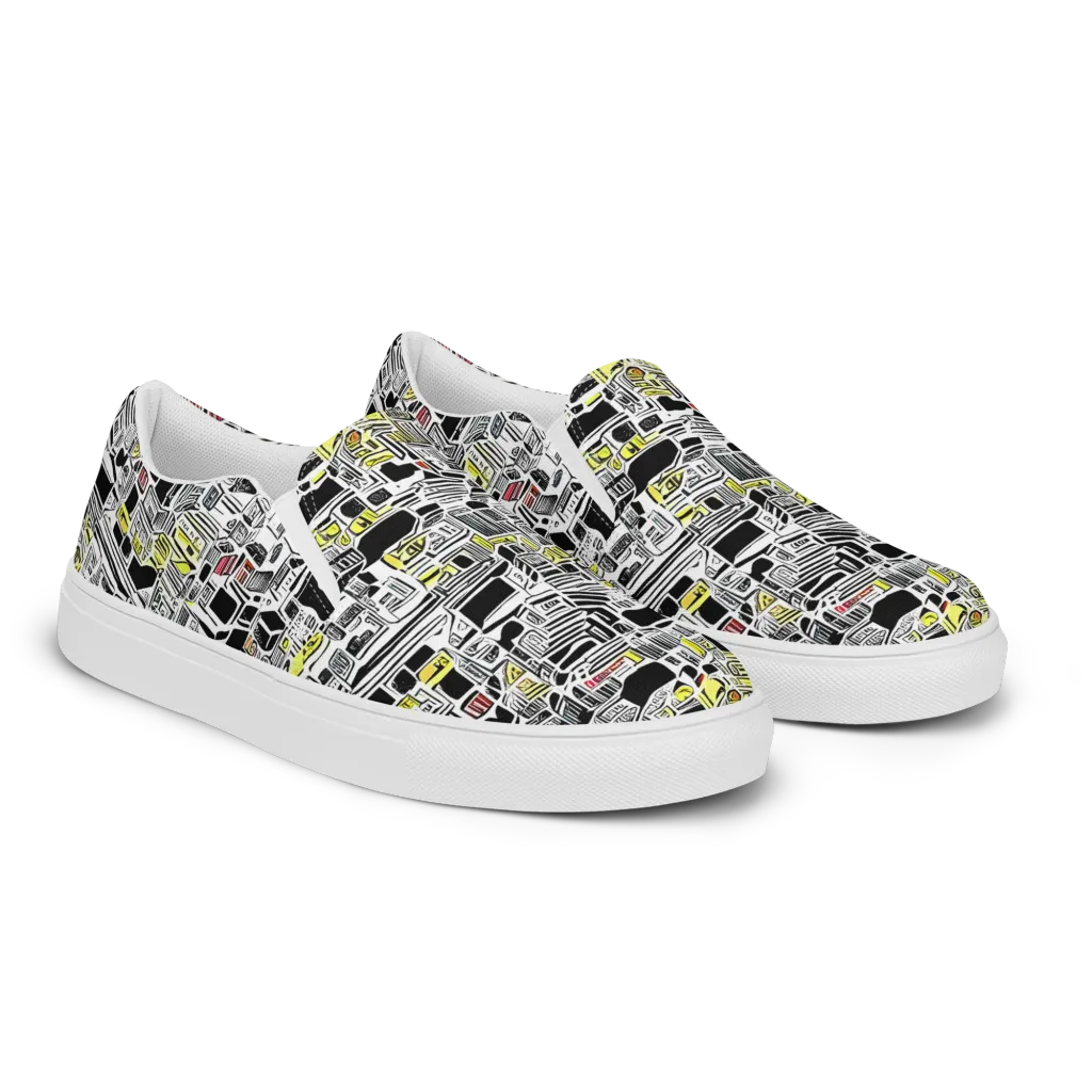 Monochrome Motion on Women's Slip-On Canvas Shoes — Right Front