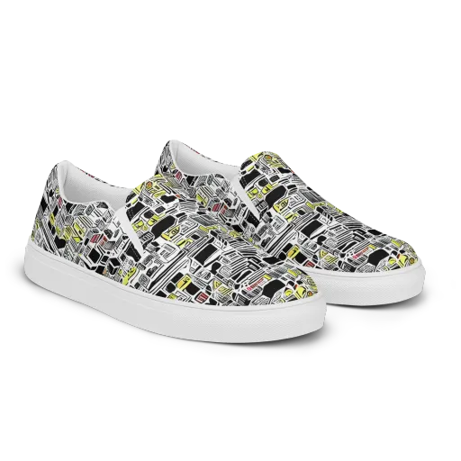 Monochrome Motion on a Women's Slip-On Canvas Shoes