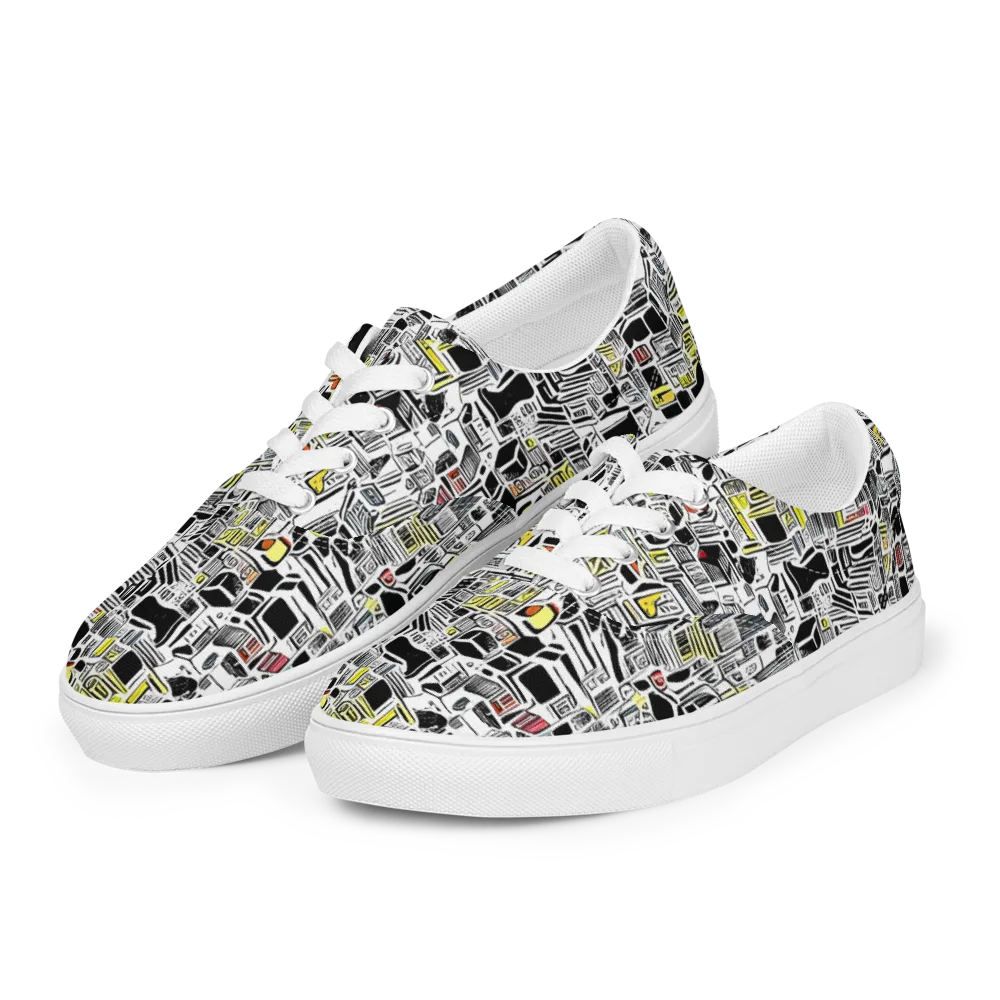 Monochrome Motion on Men's Lace-Up Canvas Shoes — Left Front