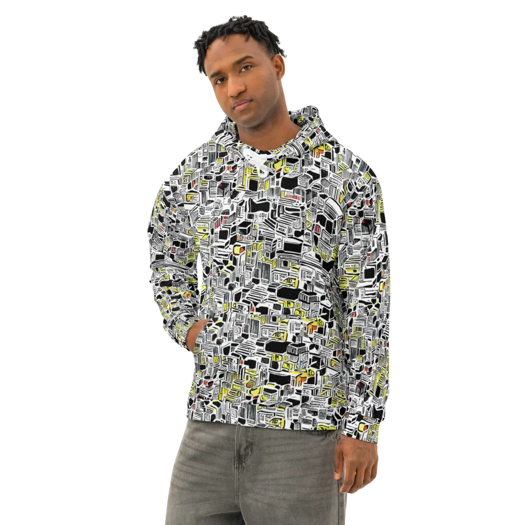 Monochrome Motion on Cotton Hoodie — Left Front