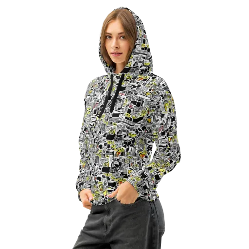 Monochrome Motion on a Cotton Hoodie