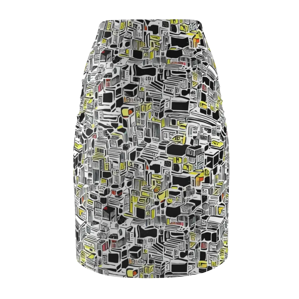 Monochrome Motion on Pencil Skirt — Back