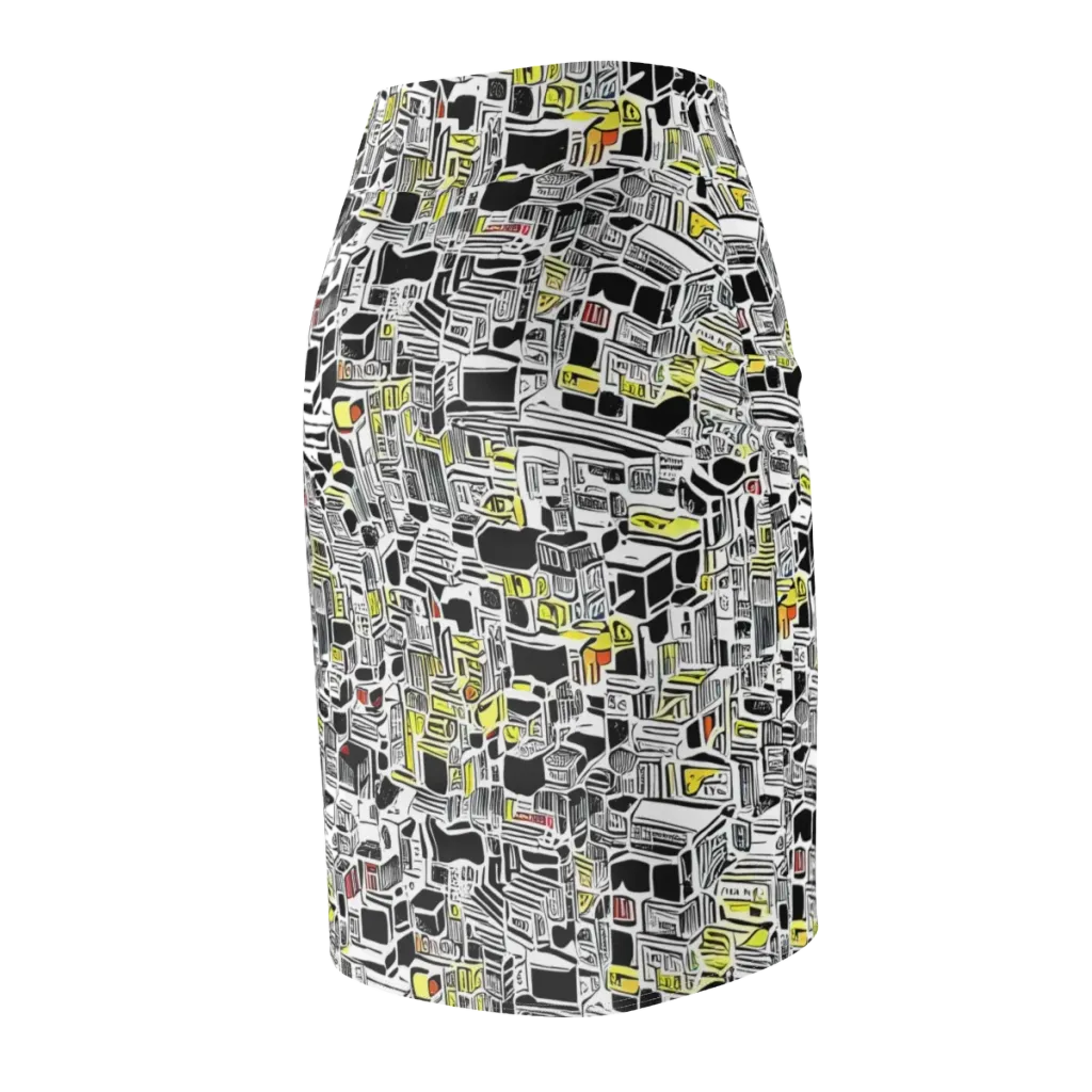 Monochrome Motion on Pencil Skirt — Back Side