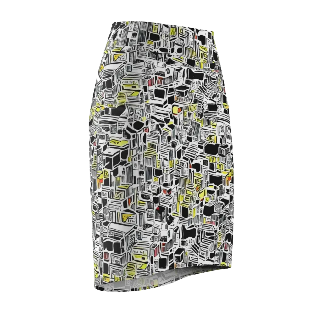 Monochrome Motion on Pencil Skirt — Front Side