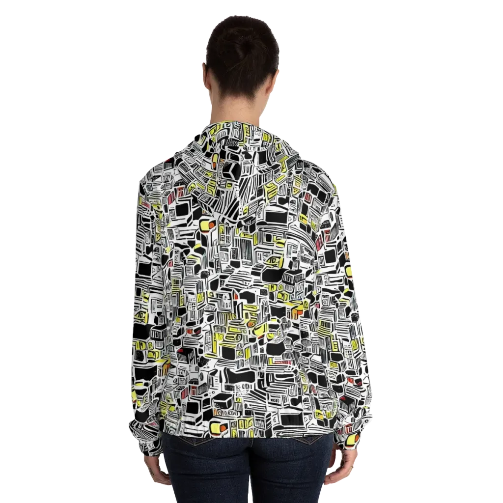 Monochrome Motion on Women's Full-Zip Hoodie — Back On Person