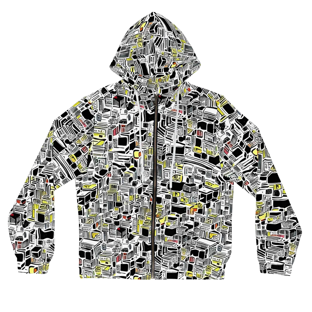 Monochrome Motion on Women's Full-Zip Hoodie — Front