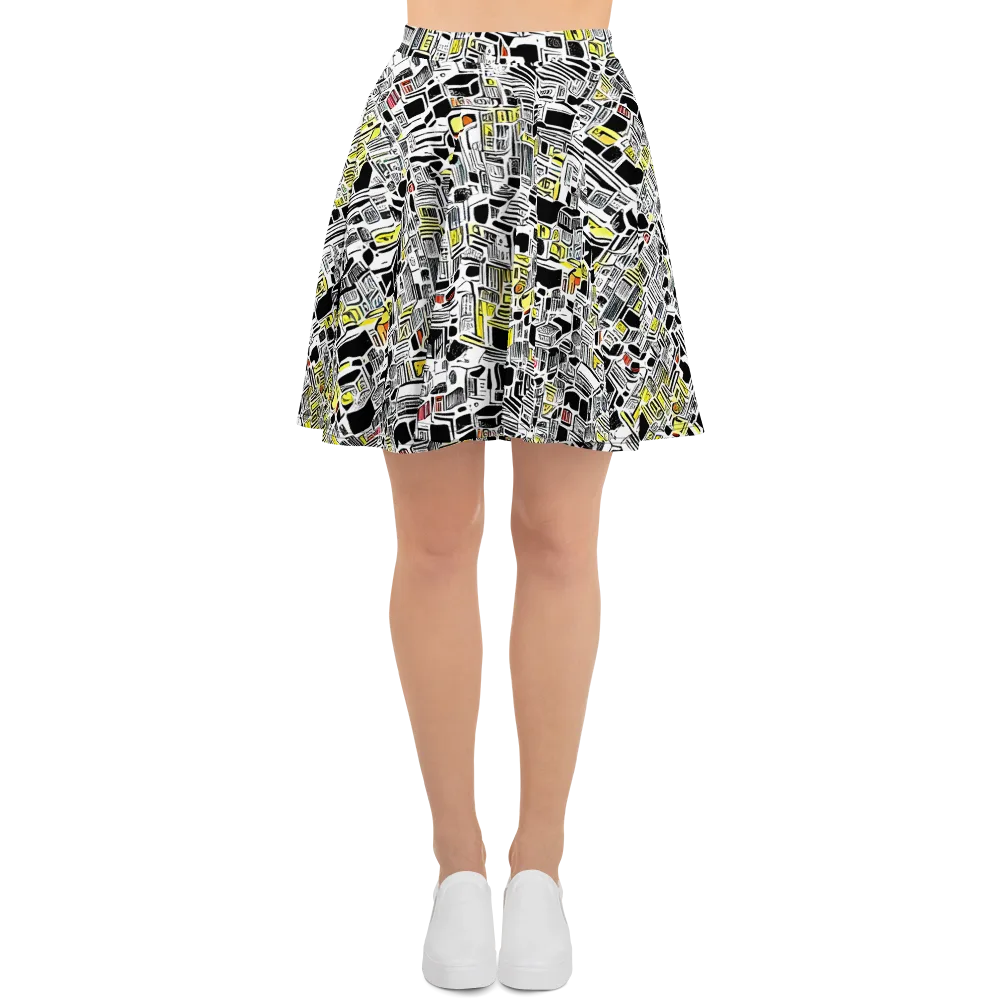 Monochrome Motion on Skater Skirt — Front
