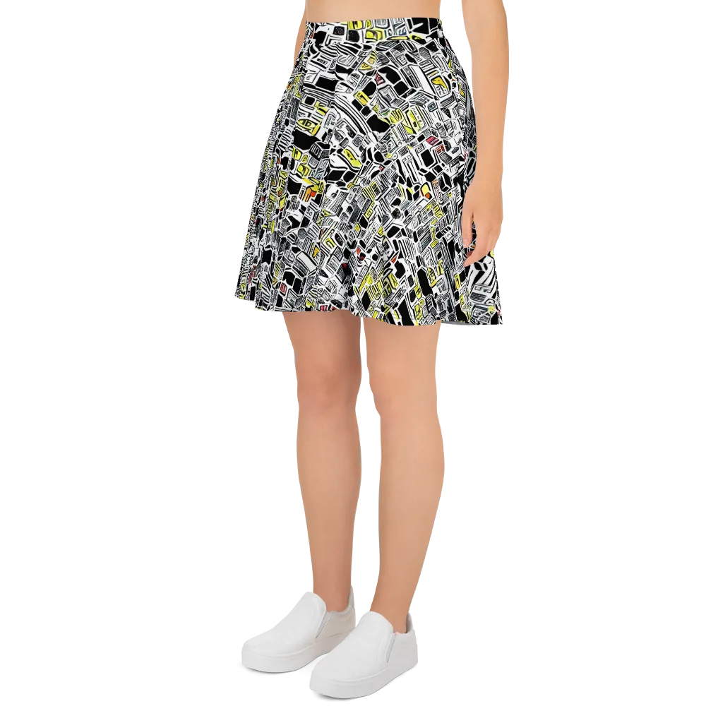 Monochrome Motion on Skater Skirt — Left