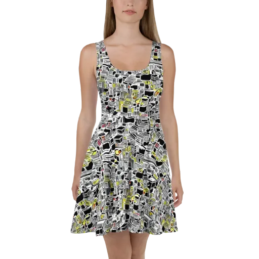 Monochrome Motion on a Skater Dress