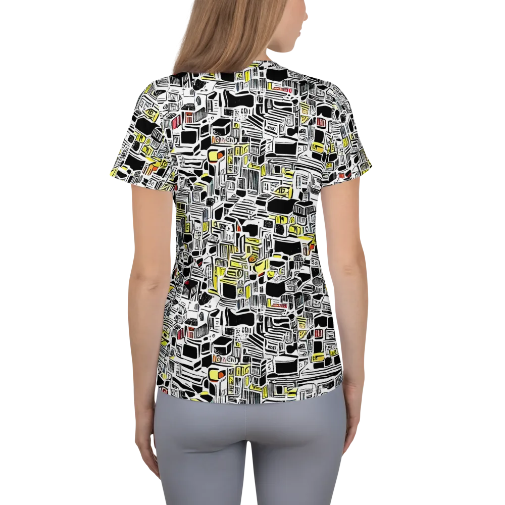 Monochrome Motion on Women's Athletic T-Shirt — Back