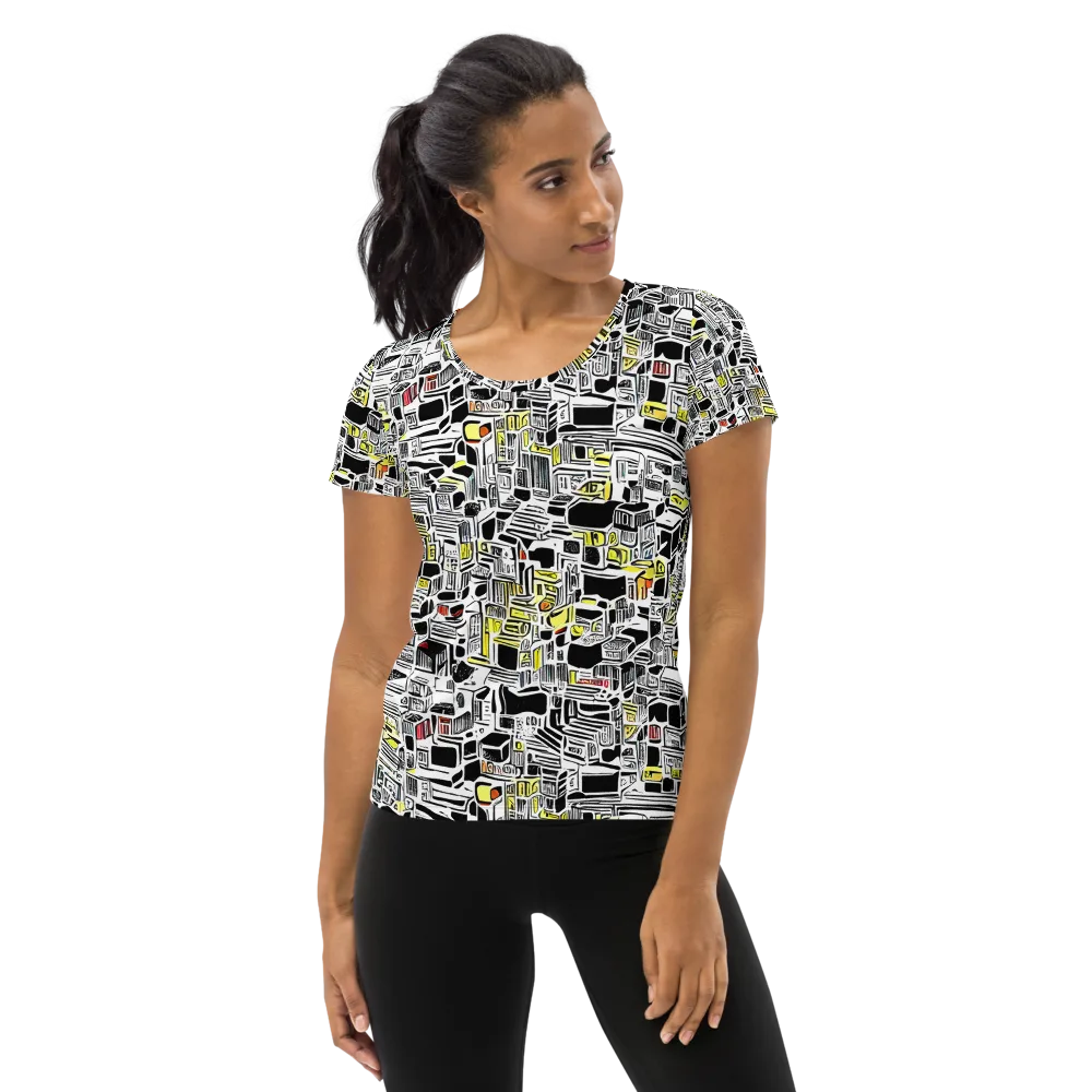 Monochrome Motion on Women's Athletic T-Shirt — Front
