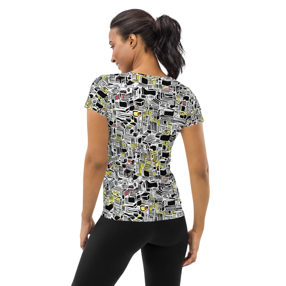 Monochrome Motion on Women's Athletic T-Shirt — Back