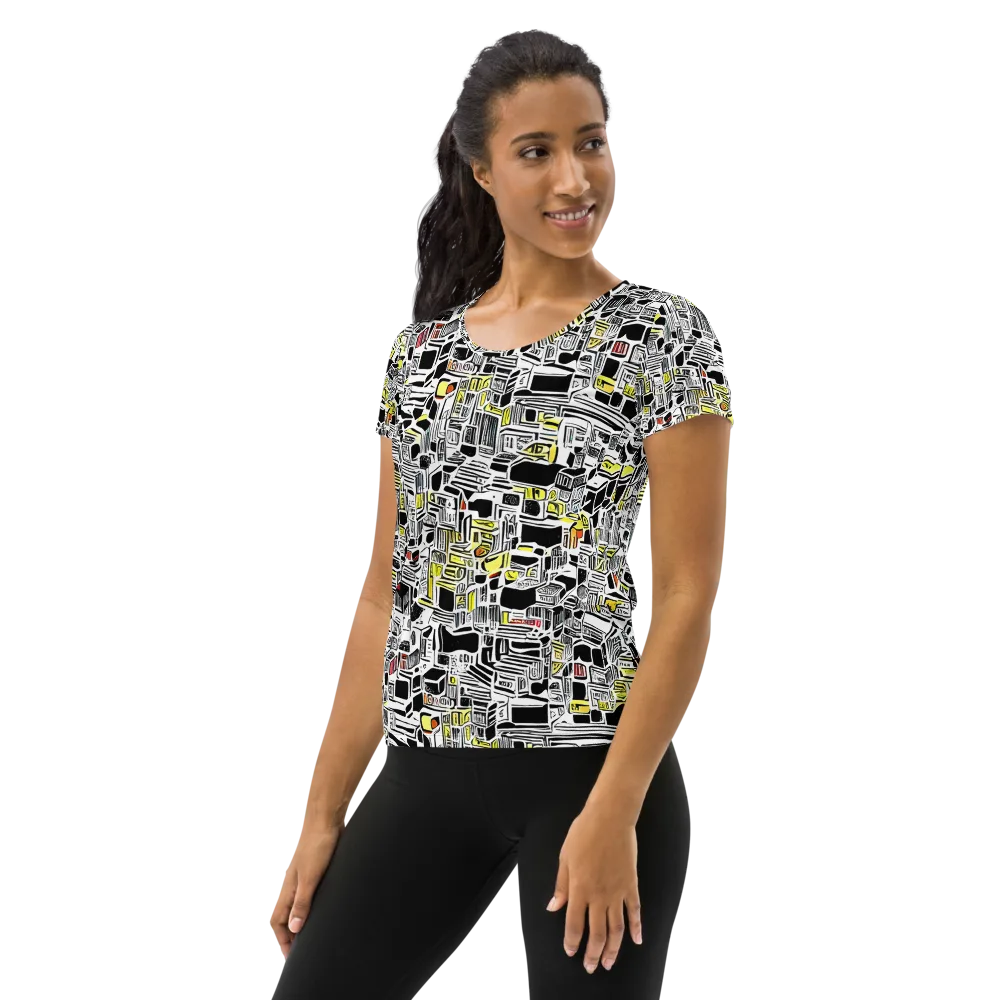 Monochrome Motion on Women's Athletic T-Shirt — Left