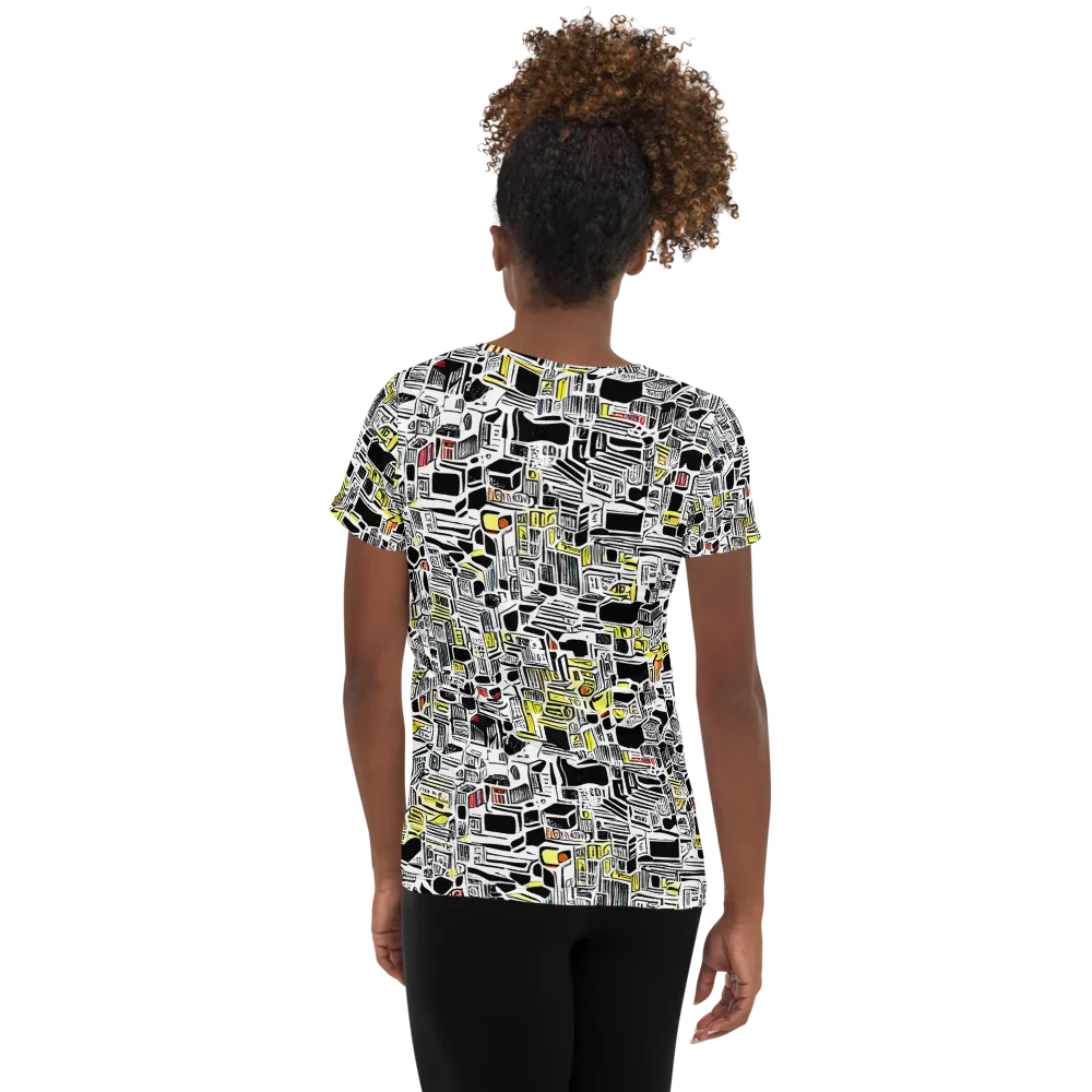 Monochrome Motion on Women's Athletic T-Shirt — Back