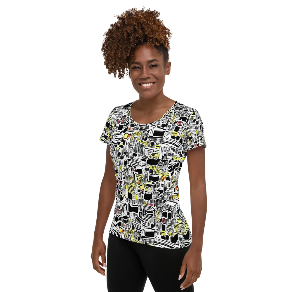 Monochrome Motion on Women's Athletic T-Shirt — Left